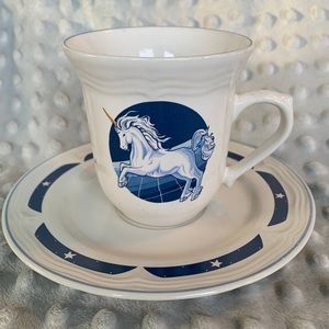 Rare vintage Tienshan unicorn cup and saucer set